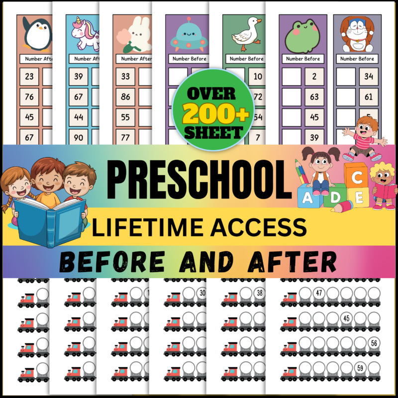 before and after number worksheets