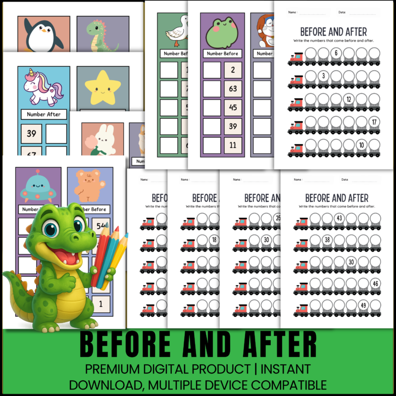 before and after number worksheets