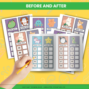 before and after number worksheets