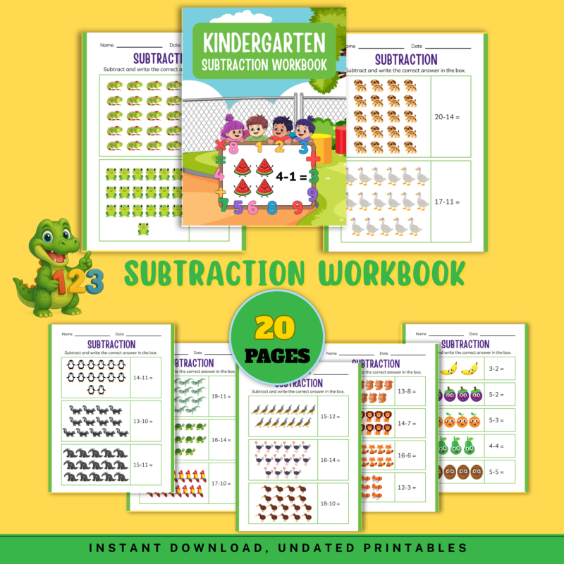 subtraction worksheets for kindergarten
