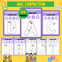 Alphabet formation tracing workbook for kids – 54 printable pages with uppercase letter practice black and white and colored