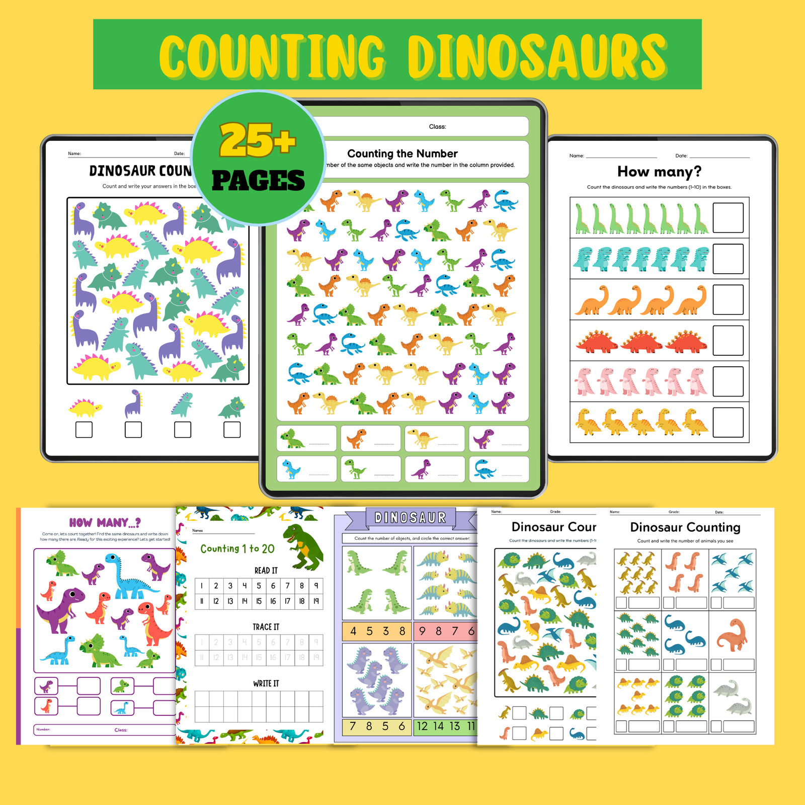 Counting-dinosaurs-activities-for-kids-printable counting dinosaurs worksheets for kids