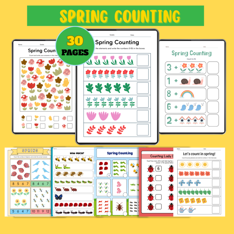 spring counting activities for kids printable