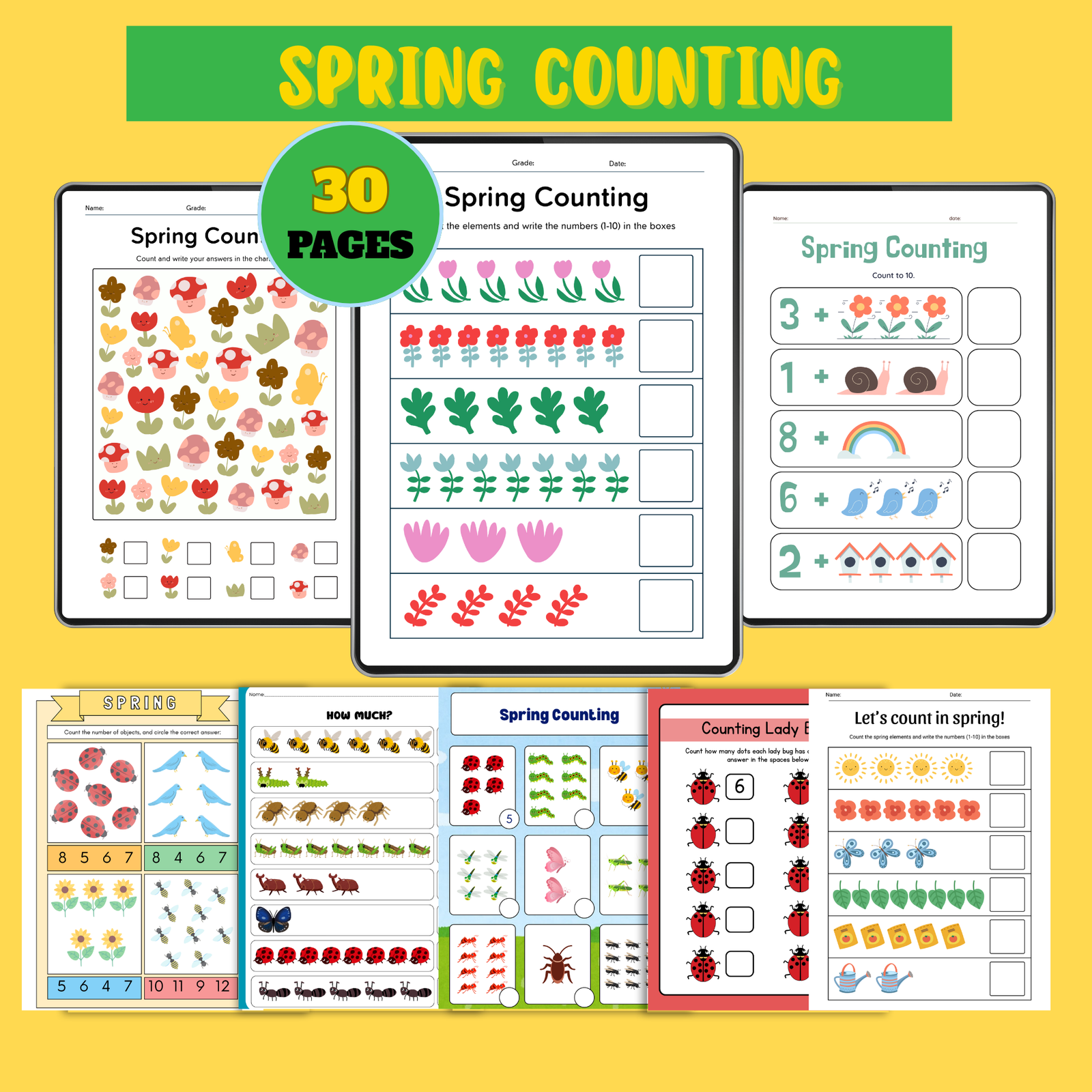 Spring-counting-activitiers-for-kids spring counting activities for kids printable