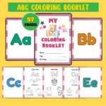 ABC Tracing and Coloring Booklet printable pages featuring alphabet letters with tracing and coloring activities for kids.