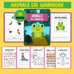 Animals ESL Workbook – 35 Pages Printable Learning Activities for Kids 🐸📘