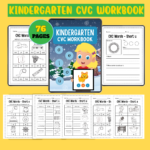 Kindergarten CVC Workbook – 76 Pages Printable Phonics and CVC Words Practice 📘🔤