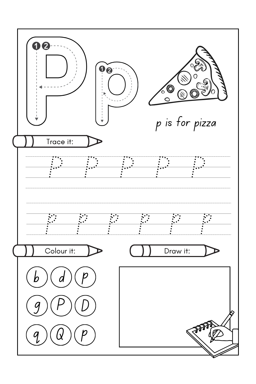 Letter P Worksheets PDF for preschool