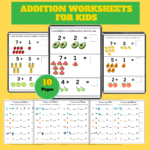 Addition Worksheets for Kids – 10 Printable Pages PDF