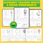 Alphabet Tracing Write & Color Worksheets – 26 Printable PDF Pages
