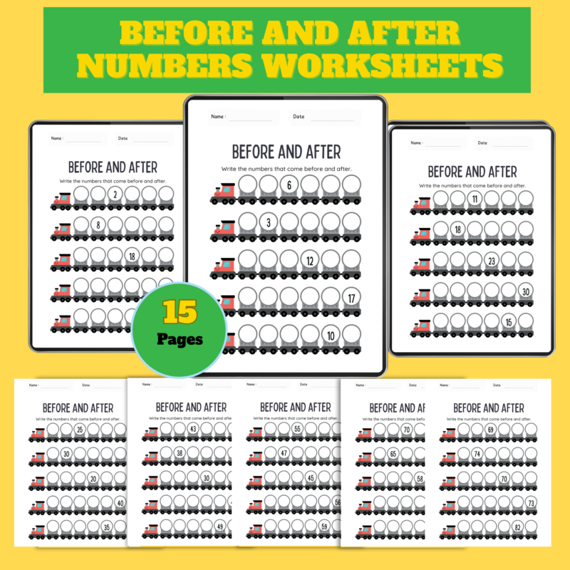 Before and After Numbers Worksheets