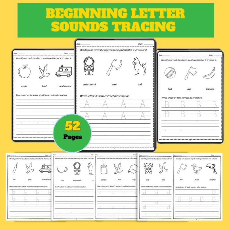 Beginning Letter Sounds Tracing Worksheets