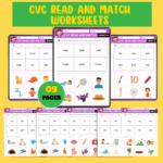 CVC Read and Match Worksheets – 11 Pages Printable PDF