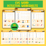 CVC Word Detective Worksheets – 11 Pages Printable PDF