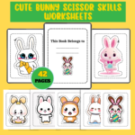 Cute Bunny Scissor Skills Worksheets – 42 Printable Cutting Practice Pages for Preschool