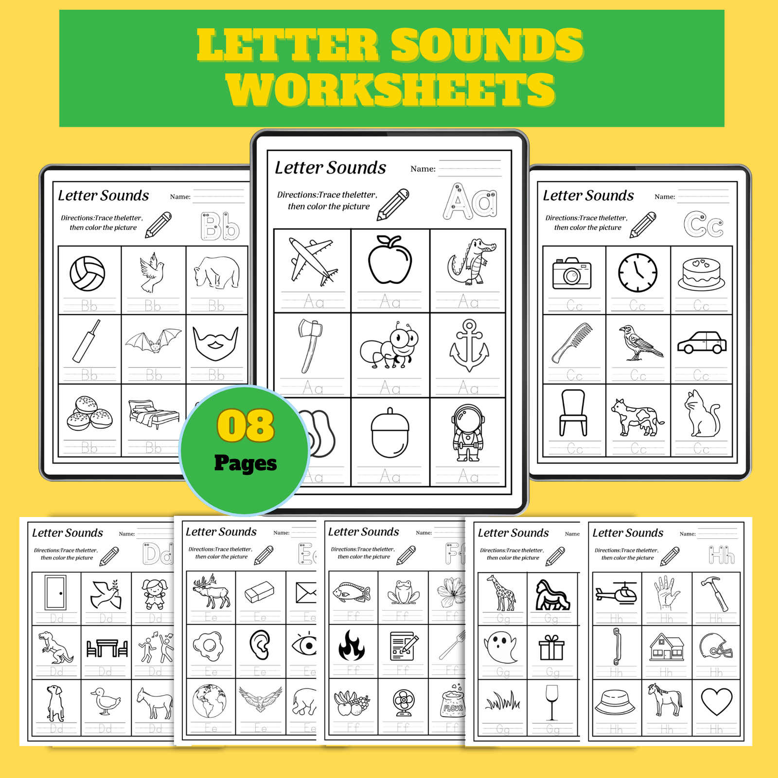 Letter Sounds Worksheets – 8 Printable Alphabet Tracing & Beginning Sounds Pages PDF Letter Sounds Worksheets – 8 Printable Alphabet Tracing & Beginning Sounds Pages PDF