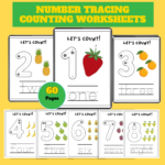 Number Tracing & Counting Worksheets – 60 Printable Pages PDF