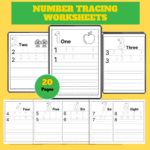 Number Tracing Worksheets 1 – 20 Printable Pages PDF