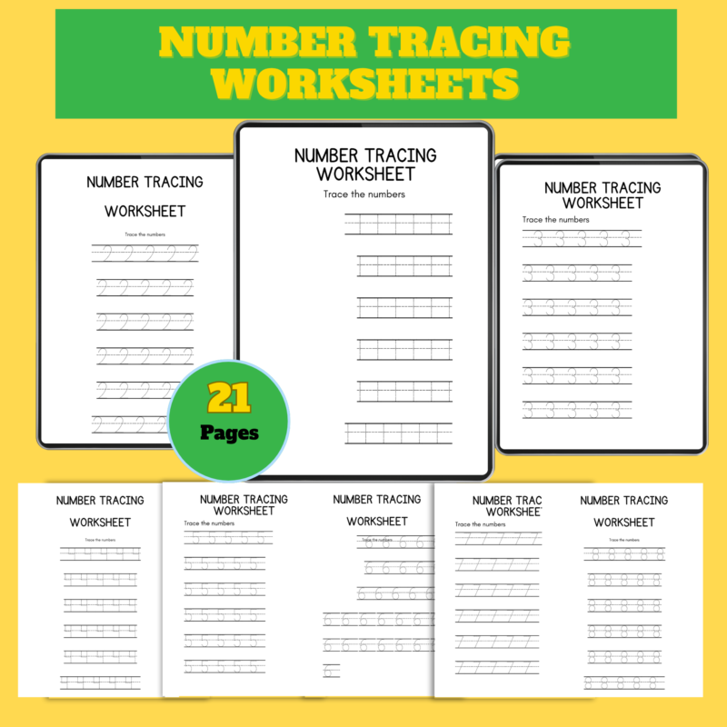Number Tracing Worksheets – 21 Printable Pages PDF