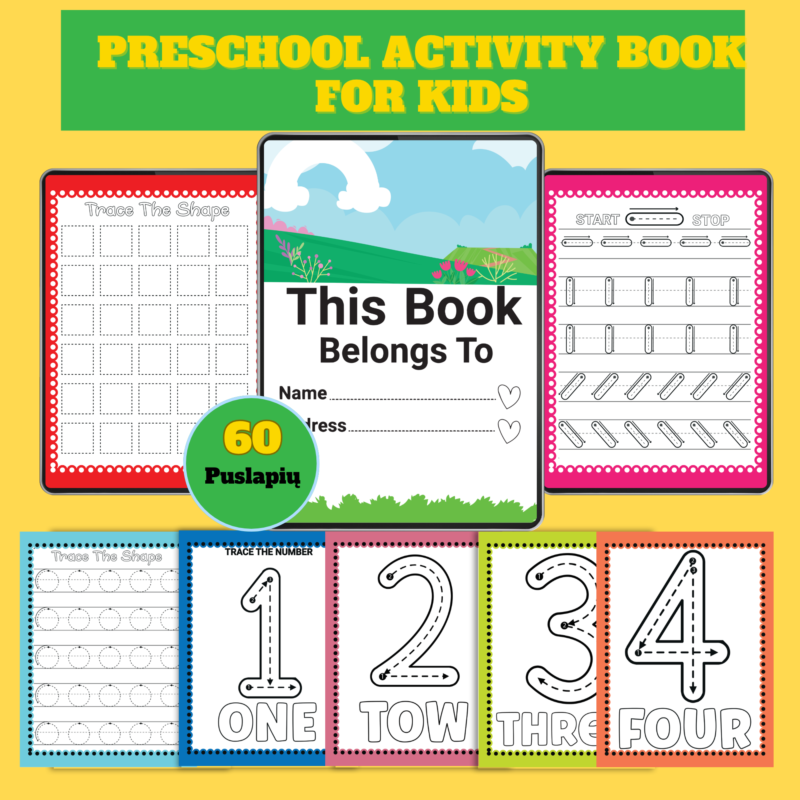 Preschool Activity Book – 68 Printable Learning Worksheets for Kids