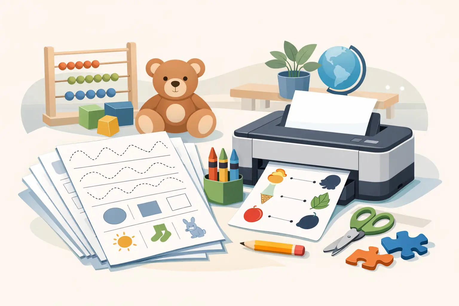 Print Preschool Worksheets for Everyday Skills
