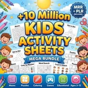 10 Million+ Kids Activity Sheets Mega Bundle PLR MRR | Create & Sell Coloring Books | Kids Educational Bundle | Montessori Book Busy Book