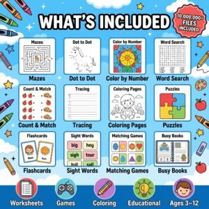 10 Million+ Kids Activity Sheets Mega Bundle PLR MRR | Create & Sell Coloring Books | Kids Educational Bundle | Montessori Book Busy Book - Image 9