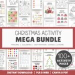 100+ Christmas Activity Pages | Editable Canva Templates | Kids Printables, Coloring, Mazes, Games & Worksheets | MRR