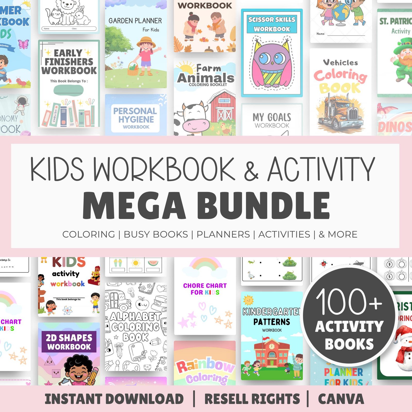 100+ Kids Activity Book and Workbook Bundle, Editable Canva Templates, PLR MRR (1) 100+ Kids Activity Book and Workbook Bundle, Editable Canva Templates, PLR MRR - Image 1