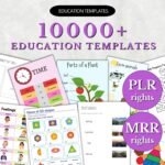 10,000+ Kids Educational Printables PLR MRR Bundle | Preschool and Kindergarten Worksheets, Coloring Pages, Learning Activities
