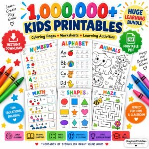 1,000,000+ Kids Printables Bundle PLR MRR | Coloring Pages Worksheets Learning Activities | Preschool Kindergarten PDF