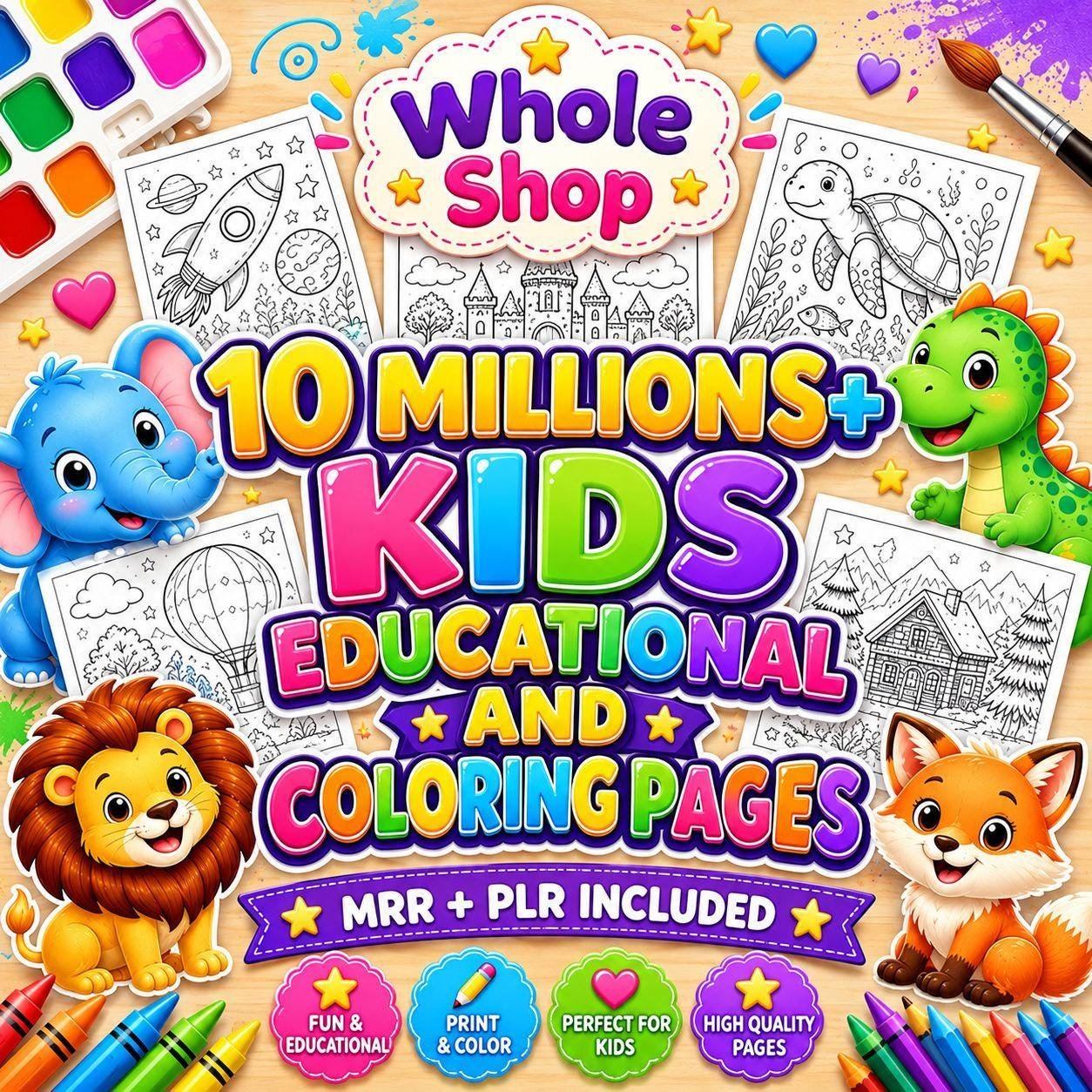 10,000,000+ Whole Shop Bundle Kids Educational Resources and Color (1) 10,000,000+ Whole Shop Bundle Kids Educational Resources and Coloring Books PLR and MRR, worksheets, activities, printables and more, Gift - Image 1