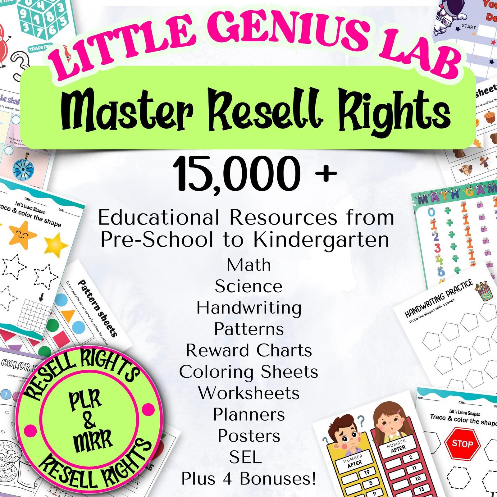 15,000+ Kids Activity Pages, PLR MRR Preschool & Kindergarten Worksheets, Educational (1) 15,000+ Kids Activity Pages, PLR MRR Preschool & Kindergarten Worksheets, Educational Printables Bundle, Resell Rights - Image 1