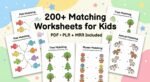 200 matching worksheets for kids, with PLR MRR (digital download)