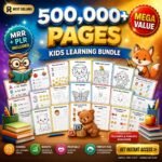 500,000+ Kids Educational Bundle PLR MRR | Coloring Pages, Printable Worksheets, Homeschool Learning Games