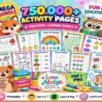 750,000+ Printable Kids Learning Bundle | Worksheets, Coloring Pages, Homeschool Games | PLR MRR