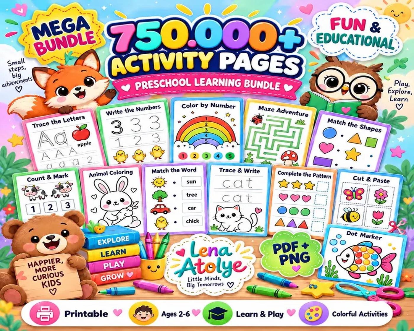 750,000+ Printable Kids Learning Bundle Worksheets, Coloring Pages, Homeschool Games PLR MRR (1) 750,000+ Printable Kids Learning Bundle | Worksheets, Coloring Pages, Homeschool Games | PLR MRR - Image 1