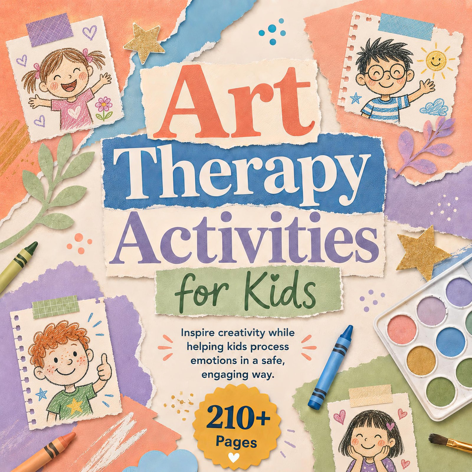 Art Therapy Activities for Kids, 200+ Creative Emotional Express (1) Art Therapy Activities for Kids, 200+ Creative Emotional Expression Pages, Social worker, CBT, SEL Worksheets, Calm Corner, Counseling Tools - Image 1