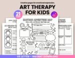 Art Therapy Worksheets for Kids - Children Feelings & Emotions, SEL Activities, DBT Coping Skills, Counseling Tool, Printable PDF