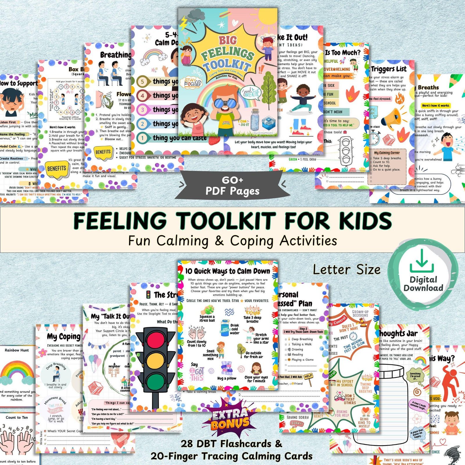 Coping Skills Workbook for Kids PRINTABLE Emotional Regulation (1) Coping Skills Workbook for Kids PRINTABLE | Emotional Regulation Mindfulness Activities | Calm Down Strategies DBT Cards, SEL Worksheets pdf - Image 1