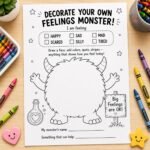 Decorate Your Own Feelings Monster Worksheet, Emotional Regulation, Calm Corner, ADHD Autism Support - Image 2