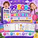 Educational Kids Resources, 99,500+ Kids Learning Bundle, Printable Activities | Preschool Learning Worksheets | PLR MRR Resell Rights