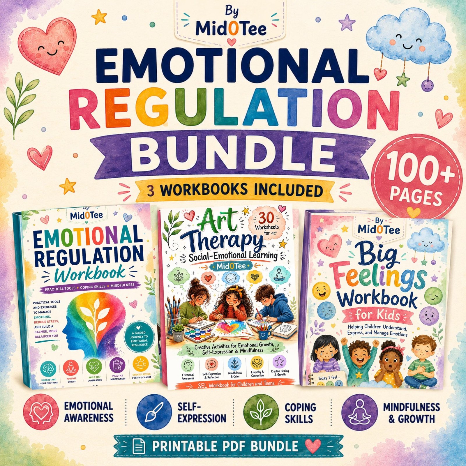 Emotional Regulation Workbook Bundle 100+ Pages SEL Activities Coping Ski (1) Emotional Regulation Workbook Bundle | 100+ Pages | SEL Activities | Coping Skills Worksheets | Mindfulness & Feelings Workbook - Image 1