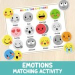 Emotions Matching Activity for Kids - Toddler, Preschool, Kindergarten Game - Emotional Education -Feelings Worksheet - Autism - Homeschool
