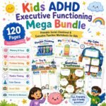 Kids ADHD Executive Functioning Workbook, Bundle ADHD Worksheets for Kids, Self Regulation, Focus, Social Skills, Children Therapy Printable