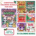 Kids Christmas Coloring Bundle 500+, Printable Worksheets Canva Editable Templates + PDF, Coloring Pages, Holiday Busy Book, PLR Digital - Image 4
