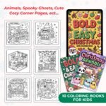 Kids Christmas Coloring Bundle 500+, Printable Worksheets Canva Editable Templates + PDF, Coloring Pages, Holiday Busy Book, PLR Digital - Image 7