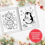 Kids Christmas Coloring Bundle 500+, Printable Worksheets Canva Editable Templates + PDF, Coloring Pages, Holiday Busy Book, PLR Digital - Image 10