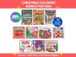 Kids Christmas Coloring Bundle 500+, Printable Worksheets Canva Editable Templates + PDF, Coloring Pages, Holiday Busy Book, PLR Digital