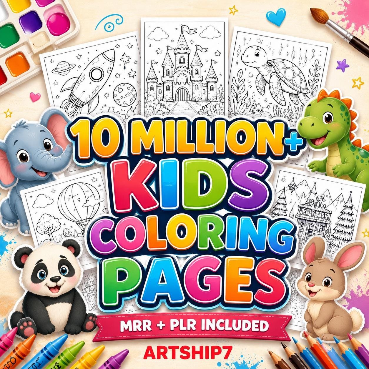 Kids Coloring Pages Bundle 10 Million+ Printable Pages, Worksheets (PLR MRR) (1) Kids Coloring Pages Bundle | 10 Million+ Printable Pages, Worksheets (PLR MRR) - Image 1